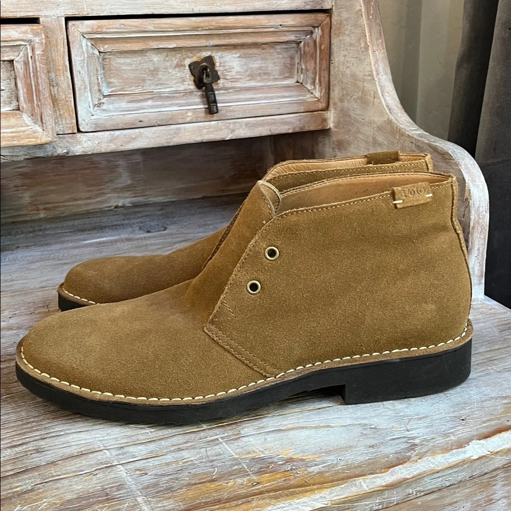 🤎 Polo Ralph Lauren Talan Tan Suede Leather Chukka Boots Size 10